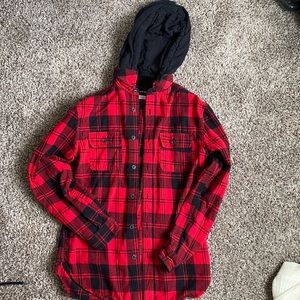 Hooded button down flannel